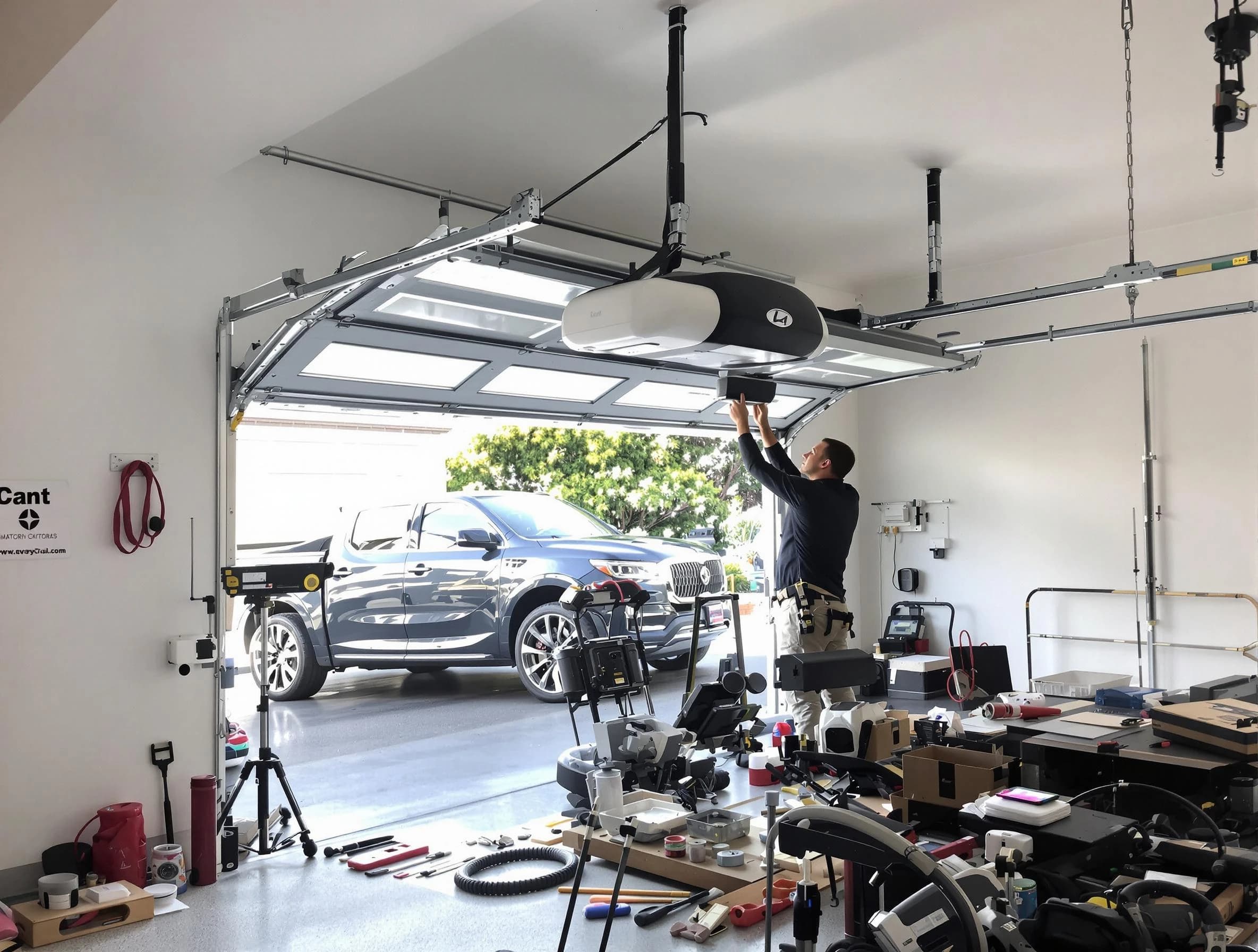 Twin Lakes Garage Door Repair specialist installing smart garage door opener system in Twin Lakes home