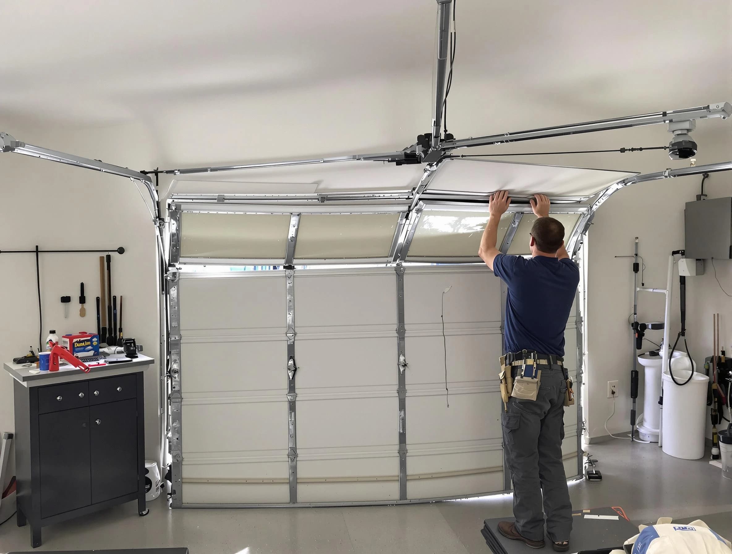 Twin Lakes Garage Door Repair specialist performing precise section replacement on Twin Lakes garage door