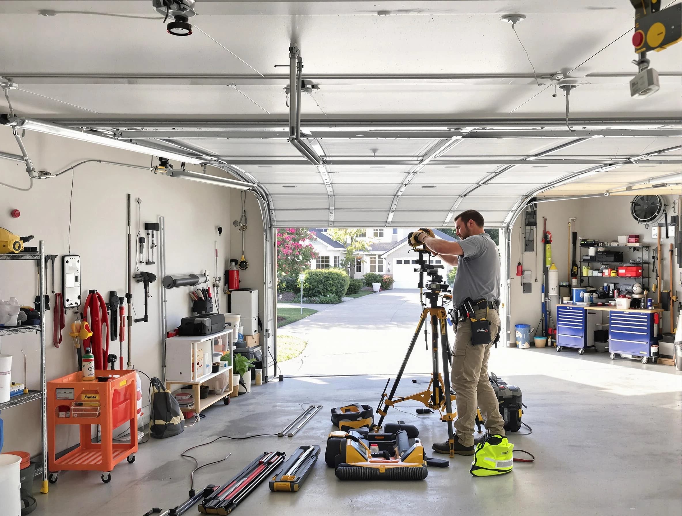 Twin Lakes Garage Door Repair specialist performing laser-guided track alignment in Twin Lakes