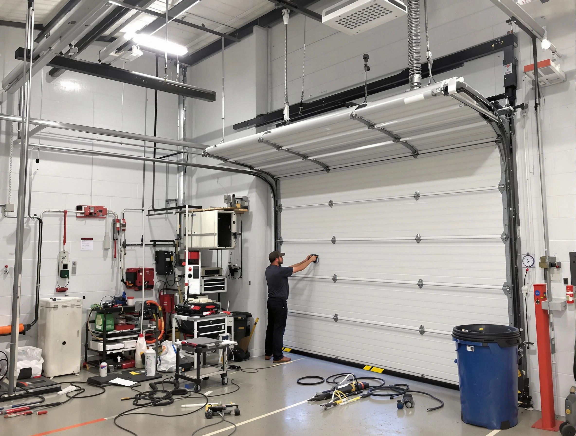 Twin Lakes Garage Door Repair certified technician performing commercial door repair at a Twin Lakes business facility