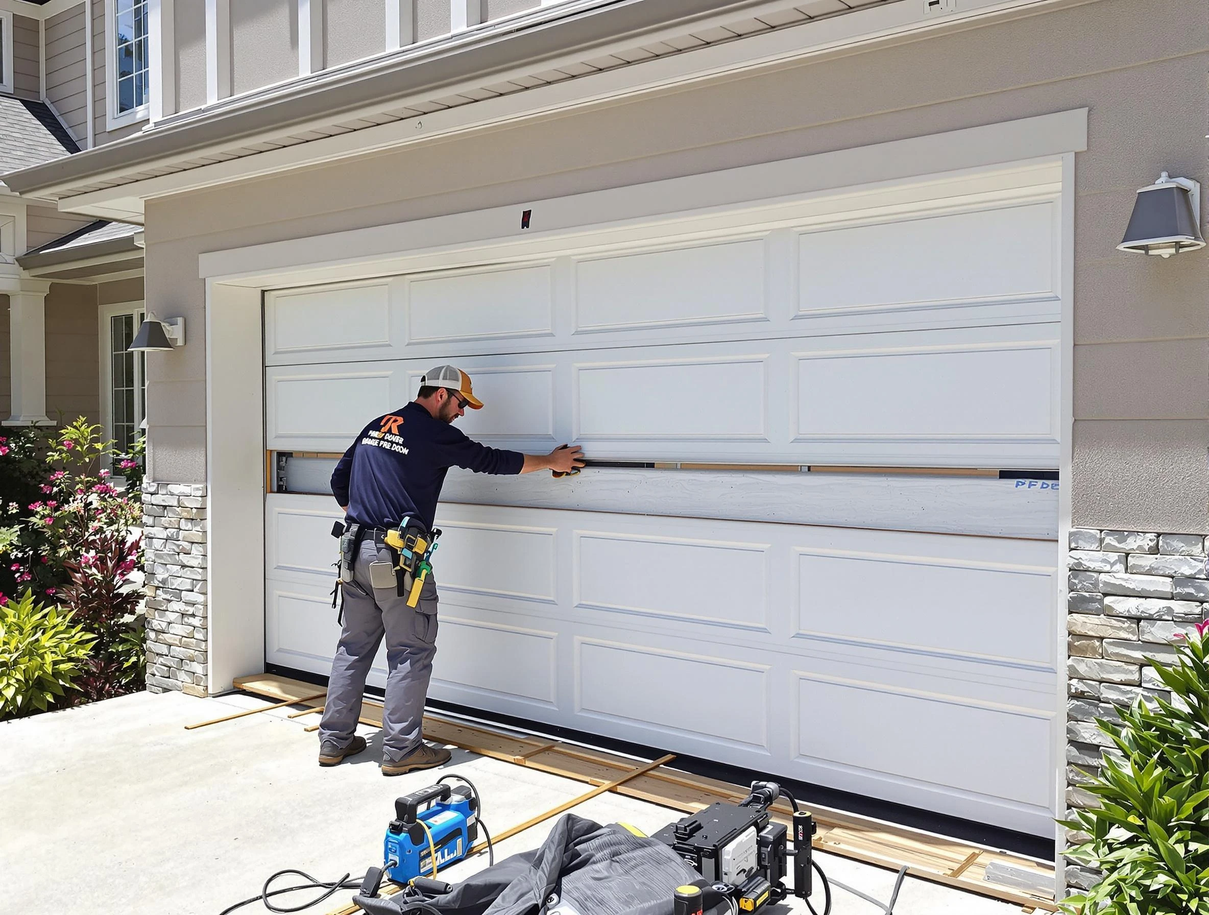 Twin Lakes Garage Door Repair team performing complete garage door replacement at Twin Lakes residence