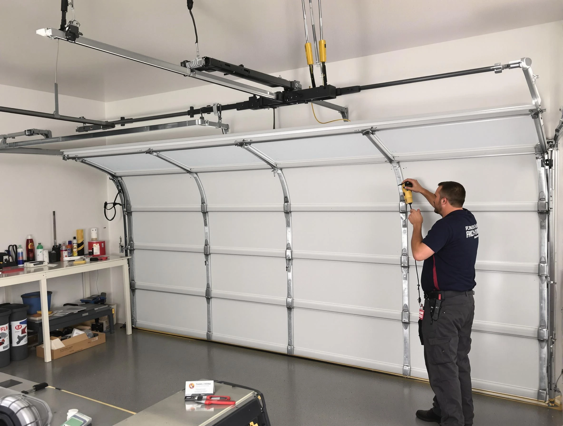 Twin Lakes Garage Door Repair certified technician performing overhead door system repair in Twin Lakes