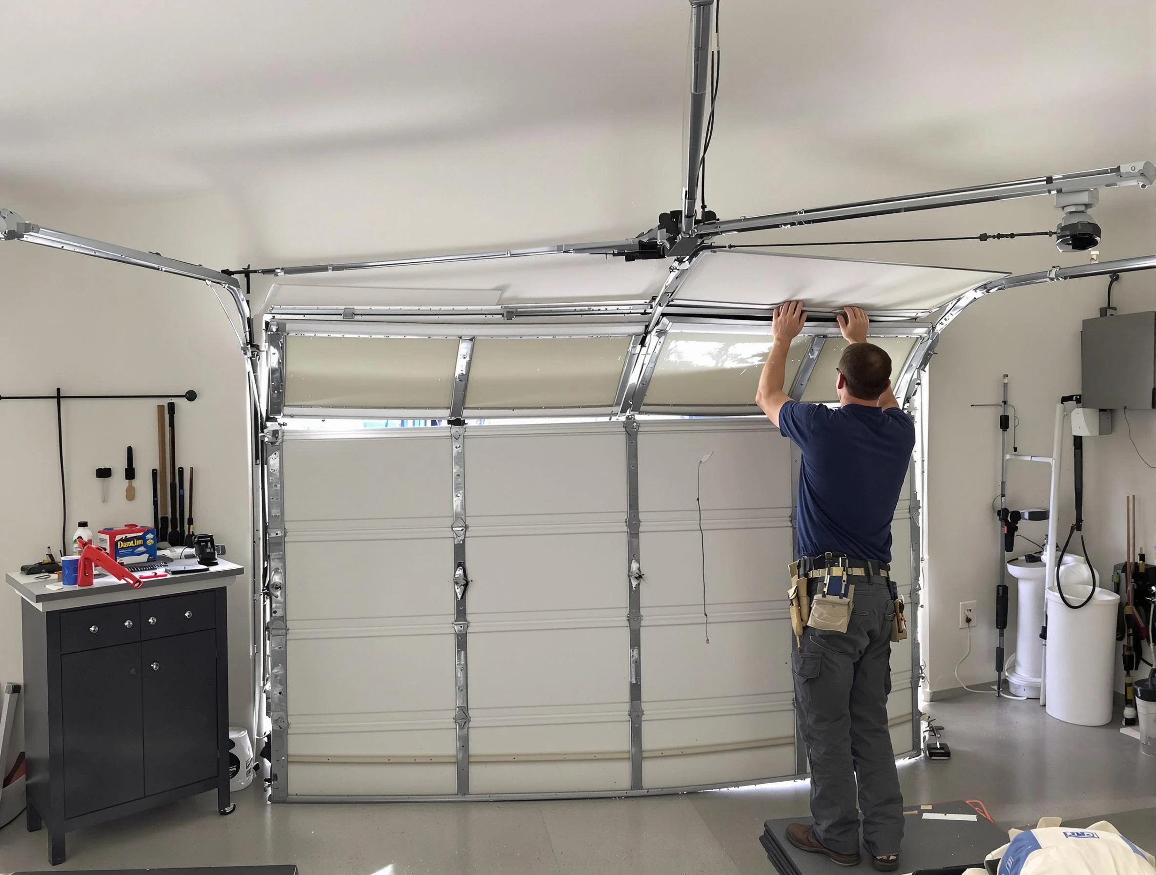 Twin Lakes Garage Door Repair specialist performing precise section replacement on Twin Lakes garage door