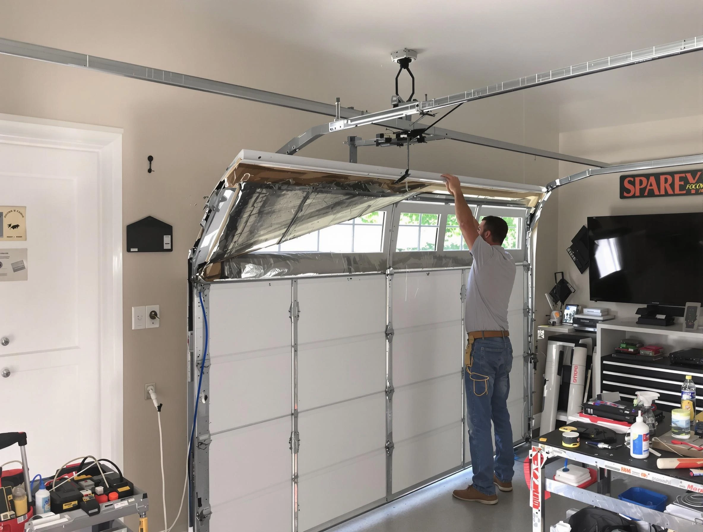Garage door section replacement by Twin Lakes Garage Door Repair in Twin Lakes